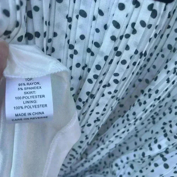 WD.NY Black Pleated Skirt Polka Dot Dress SZ L - Picture 4 of 7